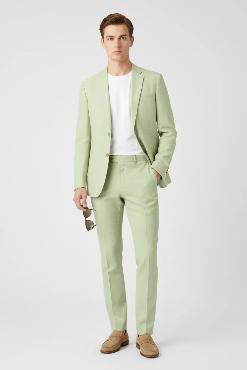 HUGO LAURENT™ | Men's Classic Light Green 2-Piece Suit