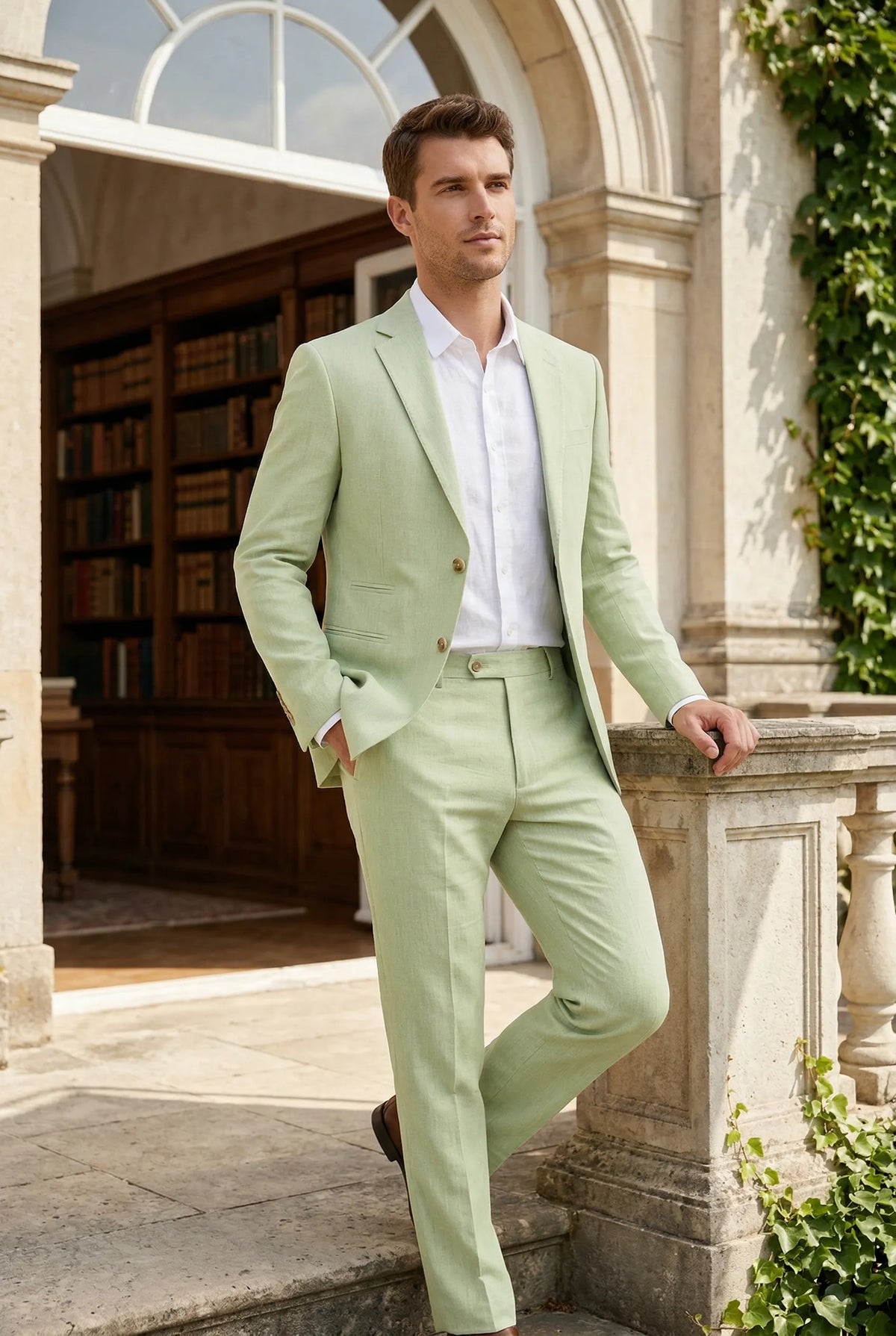 HUGO LAURENT™ | Men's Classic Light Green 2-Piece Suit