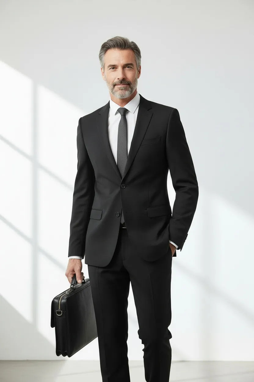 HUGO LAURENT™ | Men's Office-Style Two-Button Two-Piece Suit