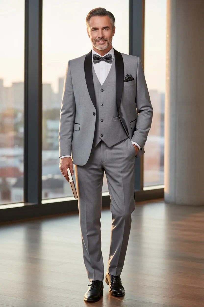 HUGO LAURENT™ | Men's Modern Shawl Collar 3-Piece Suit
