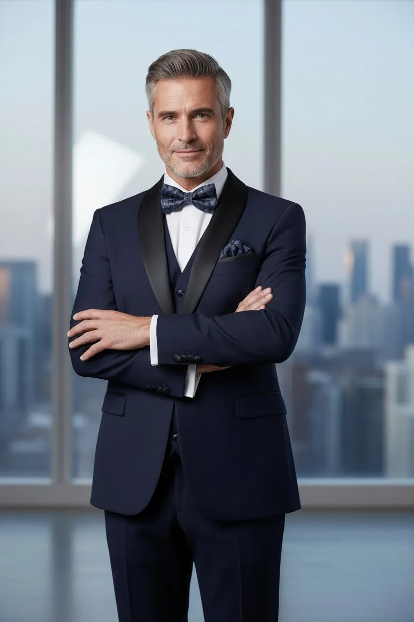 HUGO LAURENT™ | Men's Modern Shawl Collar 3-Piece Suit
