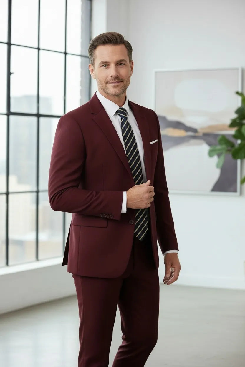 HUGO LAURENT™ | Men's Office-Style Two-Button Two-Piece Suit