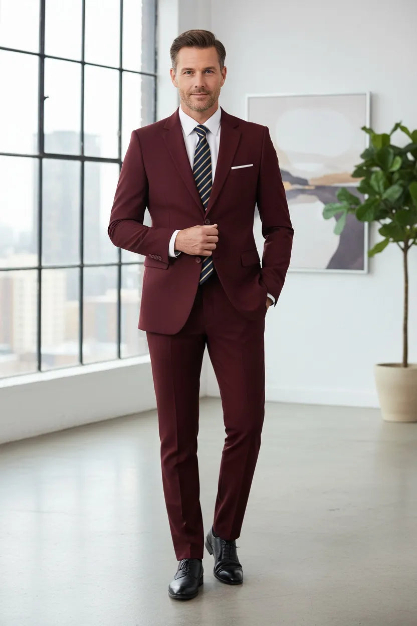 HUGO LAURENT™ | Men's Office-Style Two-Button Two-Piece Suit